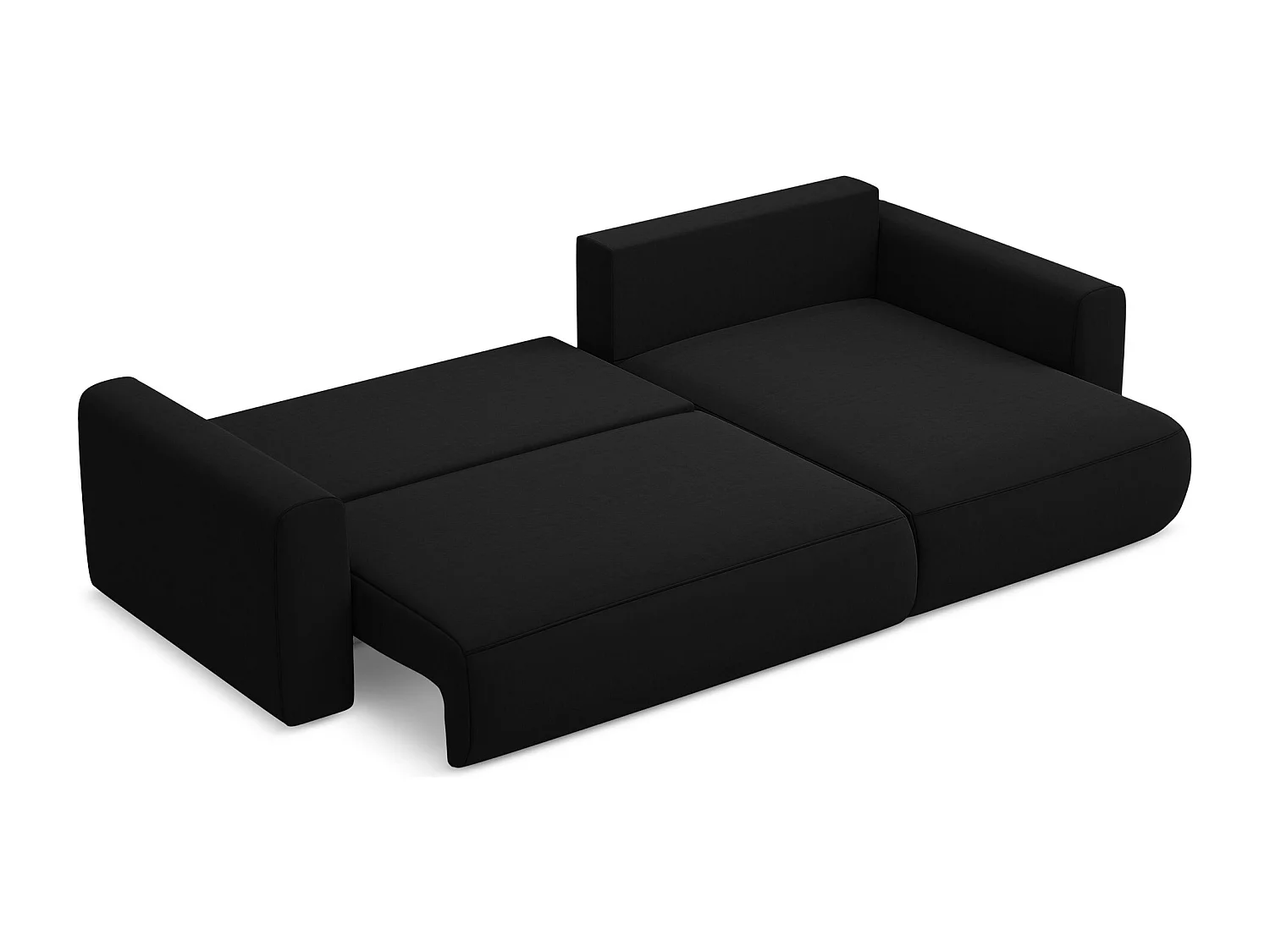 Sofá esquinero convertible 3 plazas derecho de terciopelo negro - KAPUA