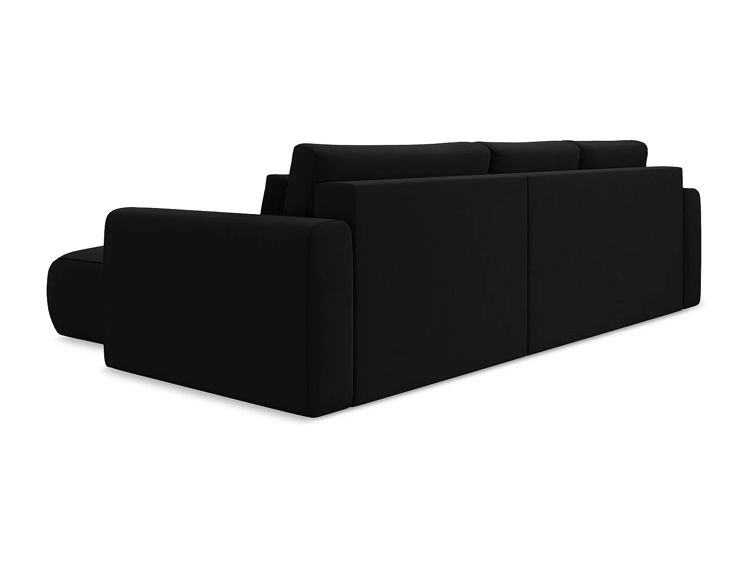 Sofá esquinero convertible 3 plazas derecho de terciopelo negro - KAPUA