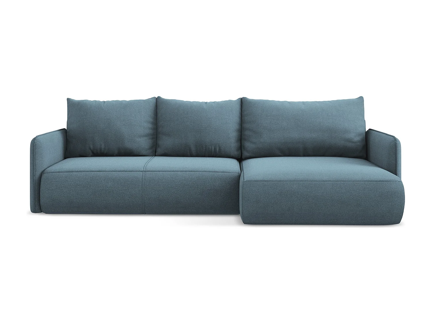 Ecksofa mit Schlaffunktion - Ecke Rechts - Strukturstoff - Hellblau - NANEA