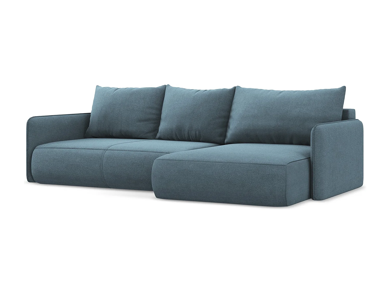 Ecksofa mit Schlaffunktion - Ecke Rechts - Strukturstoff - Hellblau - NANEA