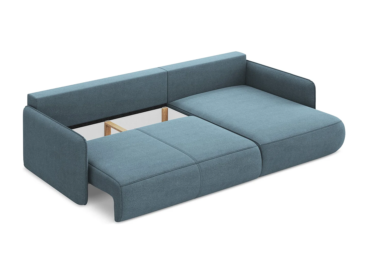 Ecksofa mit Schlaffunktion - Ecke Rechts - Strukturstoff - Hellblau - NANEA