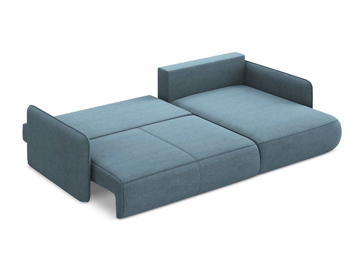 Ecksofa mit Schlaffunktion - Ecke Rechts - Strukturstoff - Hellblau - NANEA