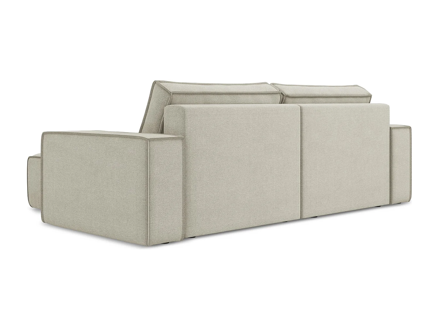 Canapé d’angle 2 places droit convertible en tissu texturé - beige clair - KIMO