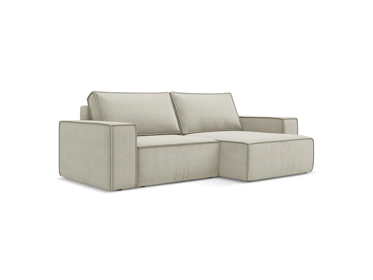 2-Sitzer Ecksofa mit Schlaffunktion - Ecke Rechts - Strukturstoff - Hell beige - LIVORNO