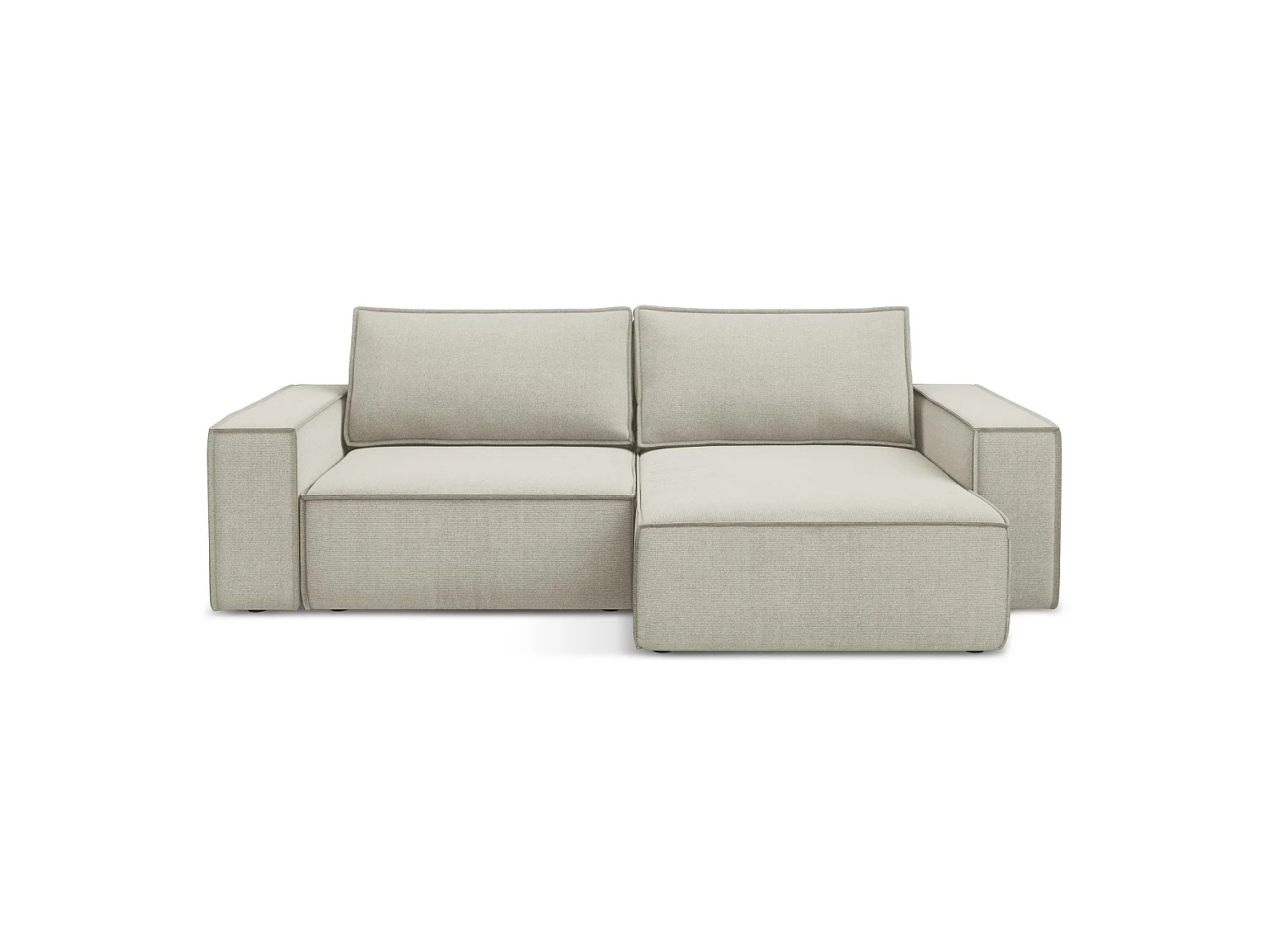 2-Sitzer Ecksofa mit Schlaffunktion - Ecke Rechts - Strukturstoff - Hell beige - LIVORNO