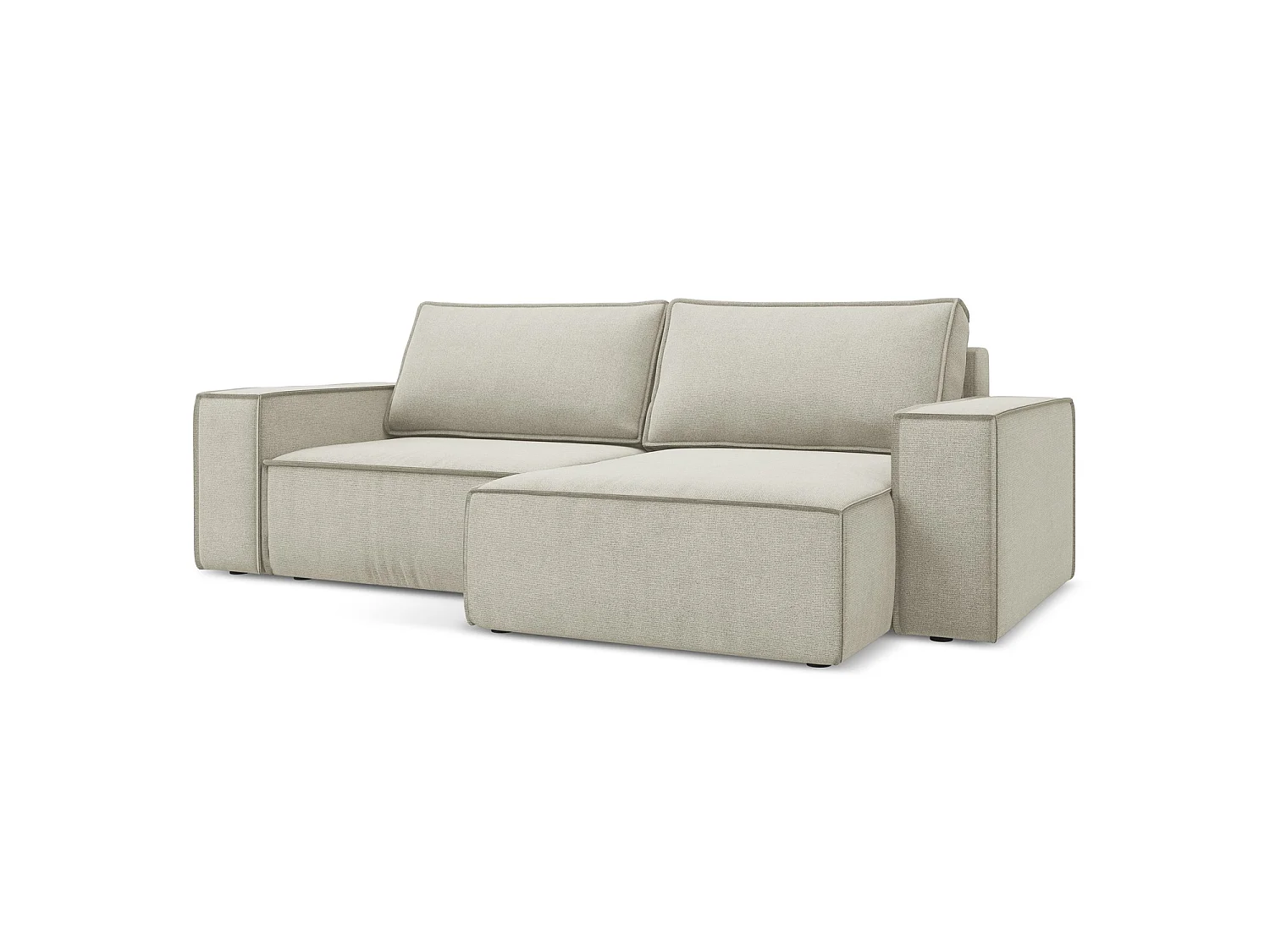 2-Sitzer Ecksofa mit Schlaffunktion - Ecke Rechts - Strukturstoff - Hell beige - LIVORNO