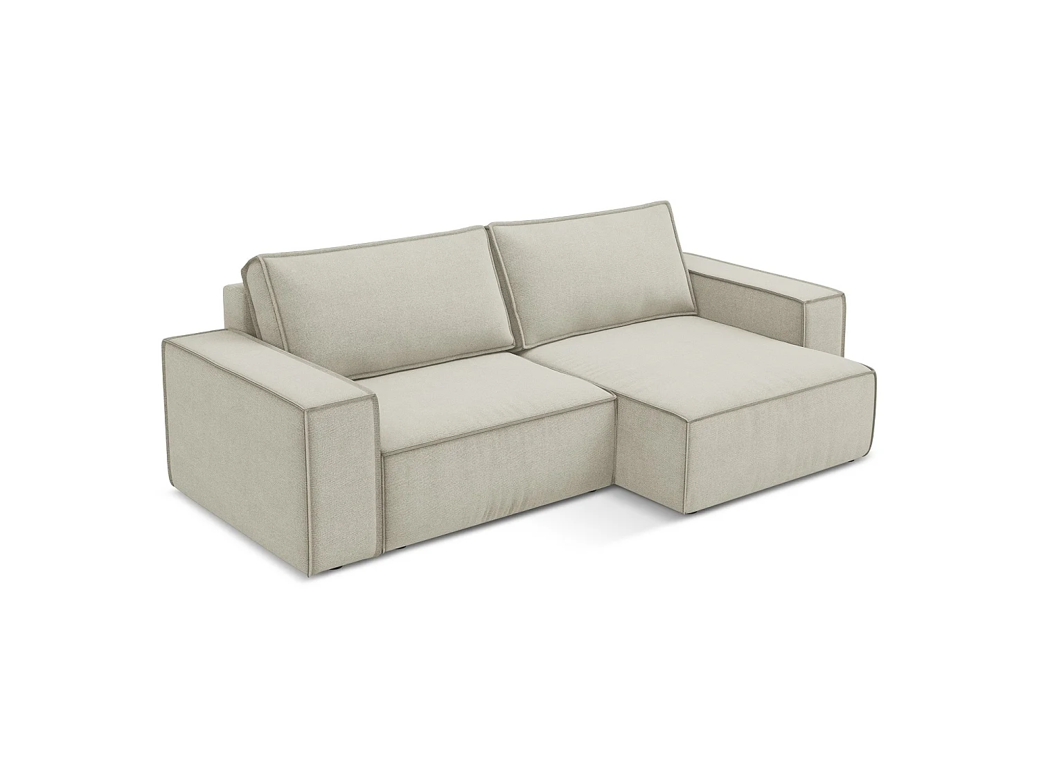 2-Sitzer Ecksofa mit Schlaffunktion - Ecke Rechts - Strukturstoff - Hell beige - LIVORNO