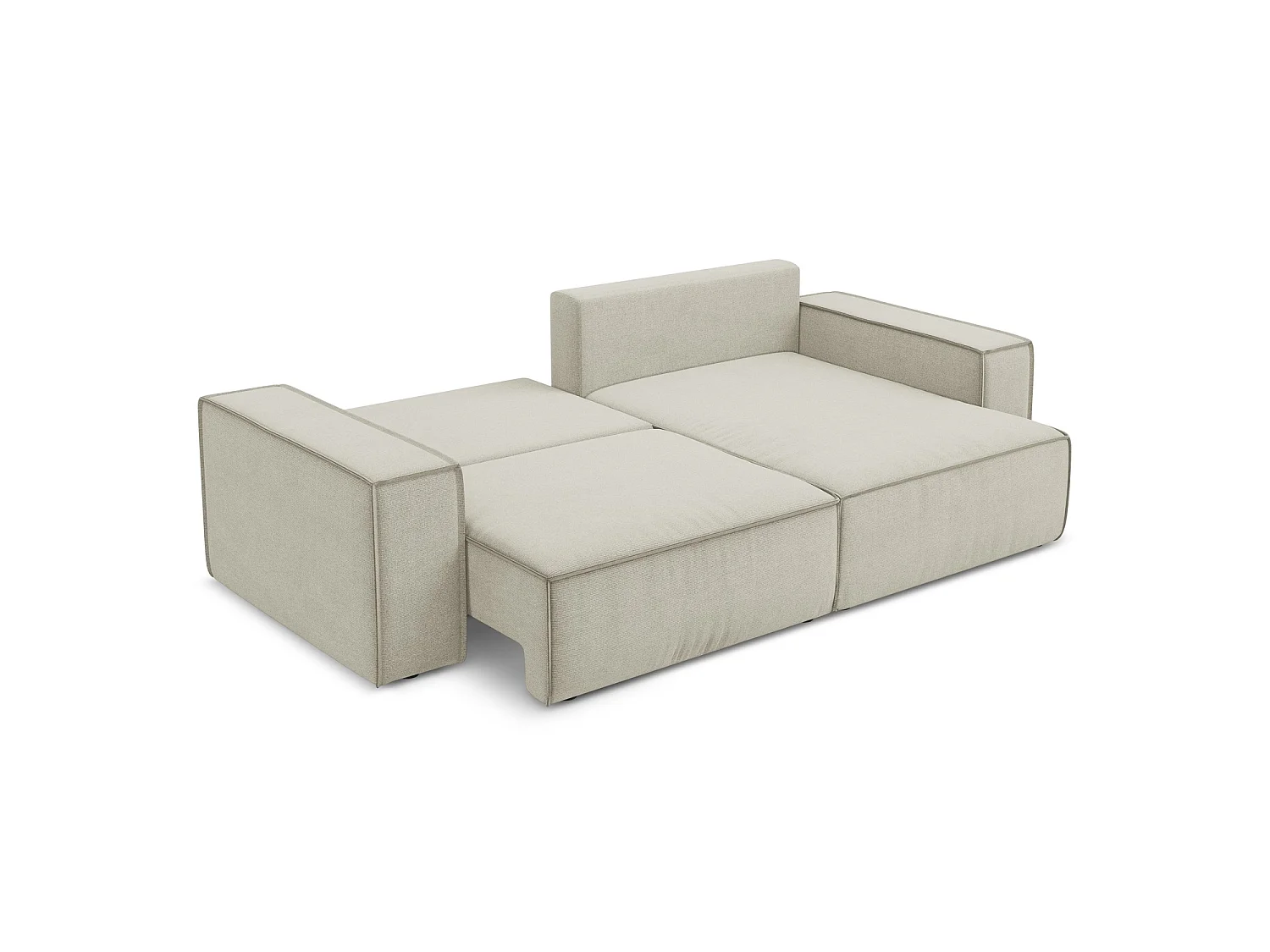 2-Sitzer Ecksofa mit Schlaffunktion - Ecke Rechts - Strukturstoff - Hell beige - LIVORNO