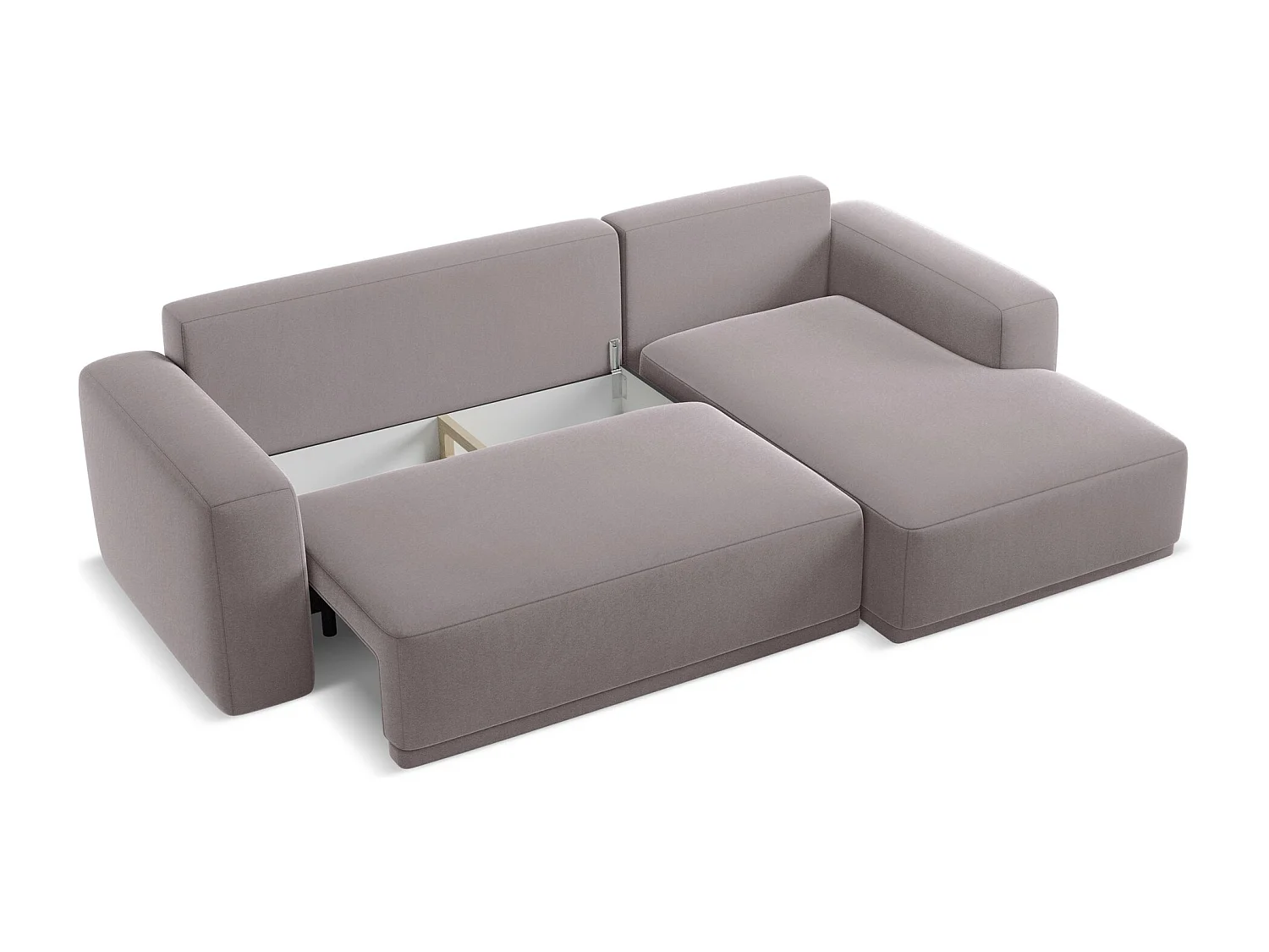 Ecksofa mit Schlaffunktion - Ecke Rechts - Samt - Lavendel - KAILA