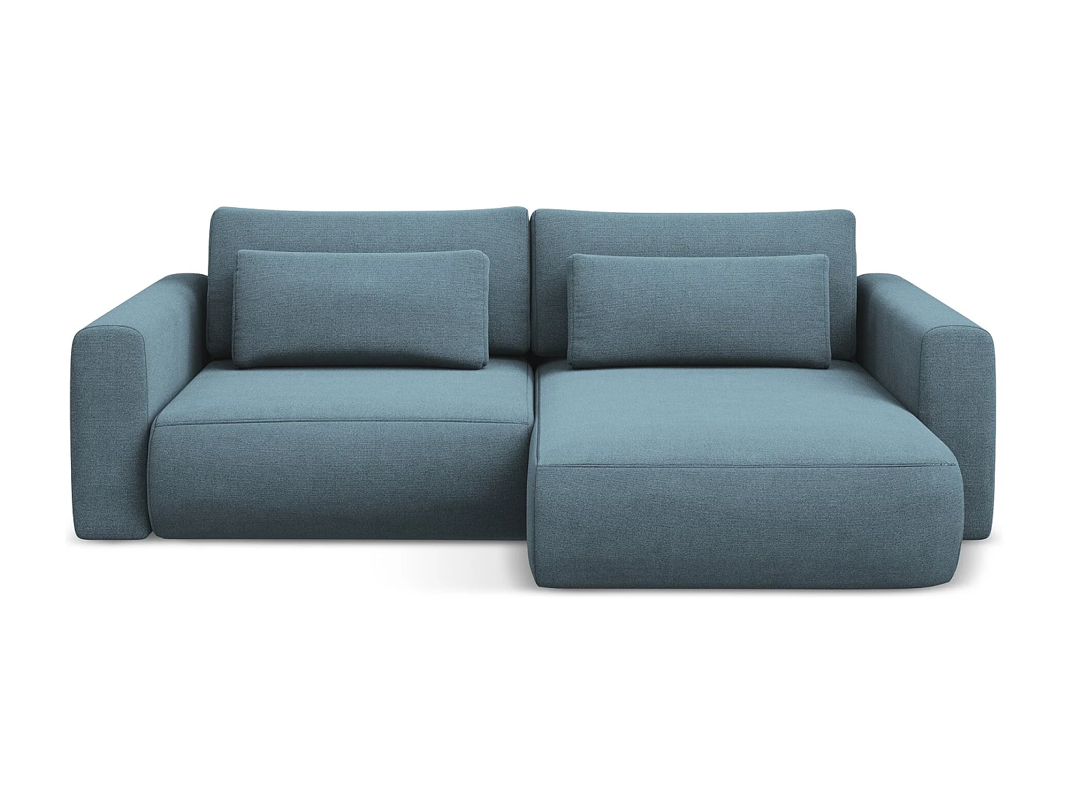 Hoekslaapbank rechts van lichtblauw textuurstof - KAPUA