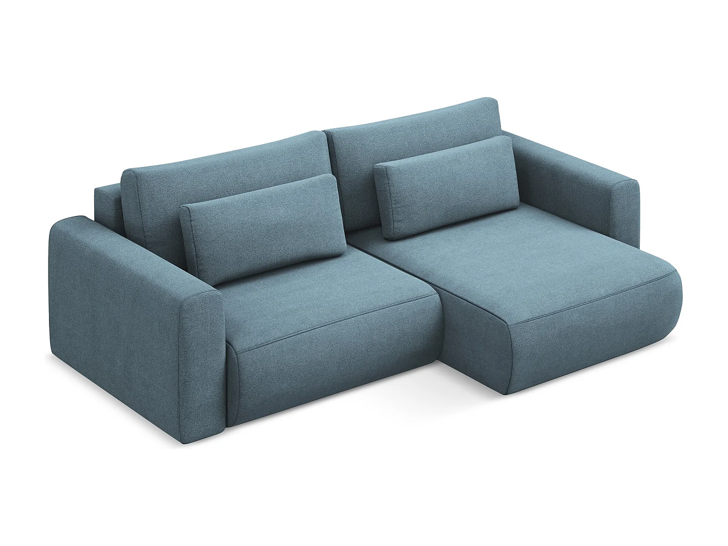 Hoekslaapbank rechts van lichtblauw textuurstof - KAPUA