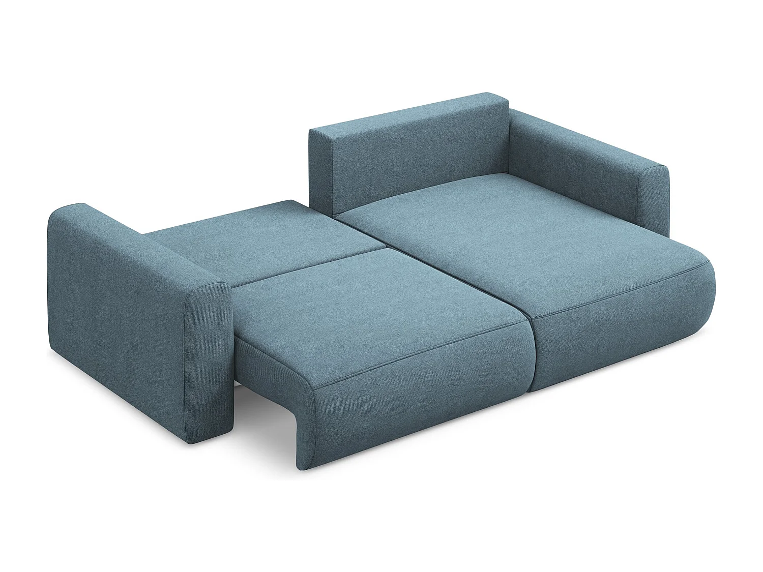 Hoekslaapbank rechts van lichtblauw textuurstof - KAPUA