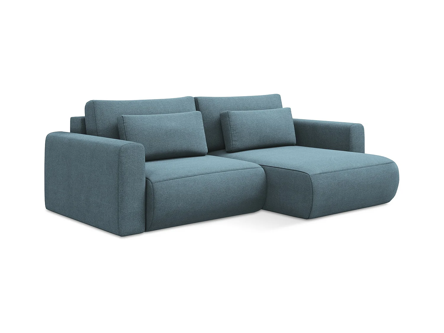 2-Sitzer Ecksofa mit Schlaffunktion - Ecke Rechts - Strukturstoff - Hellblau - KAPUA