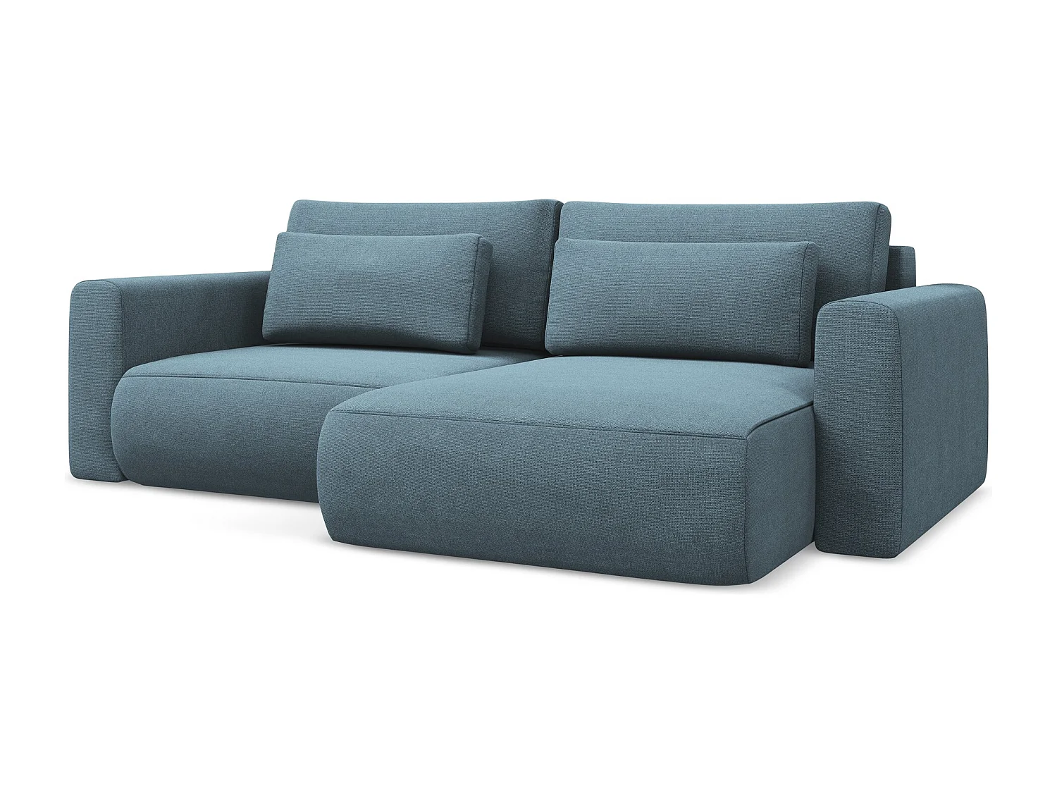 Sofá de canto direito convertível 2,5 lugares em tecido texturizado azul claro - KAPUA