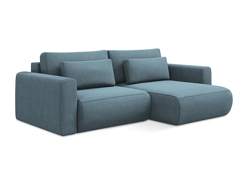 2-Sitzer Ecksofa mit Schlaffunktion - Ecke Rechts - Strukturstoff - Hellblau - KAPUA