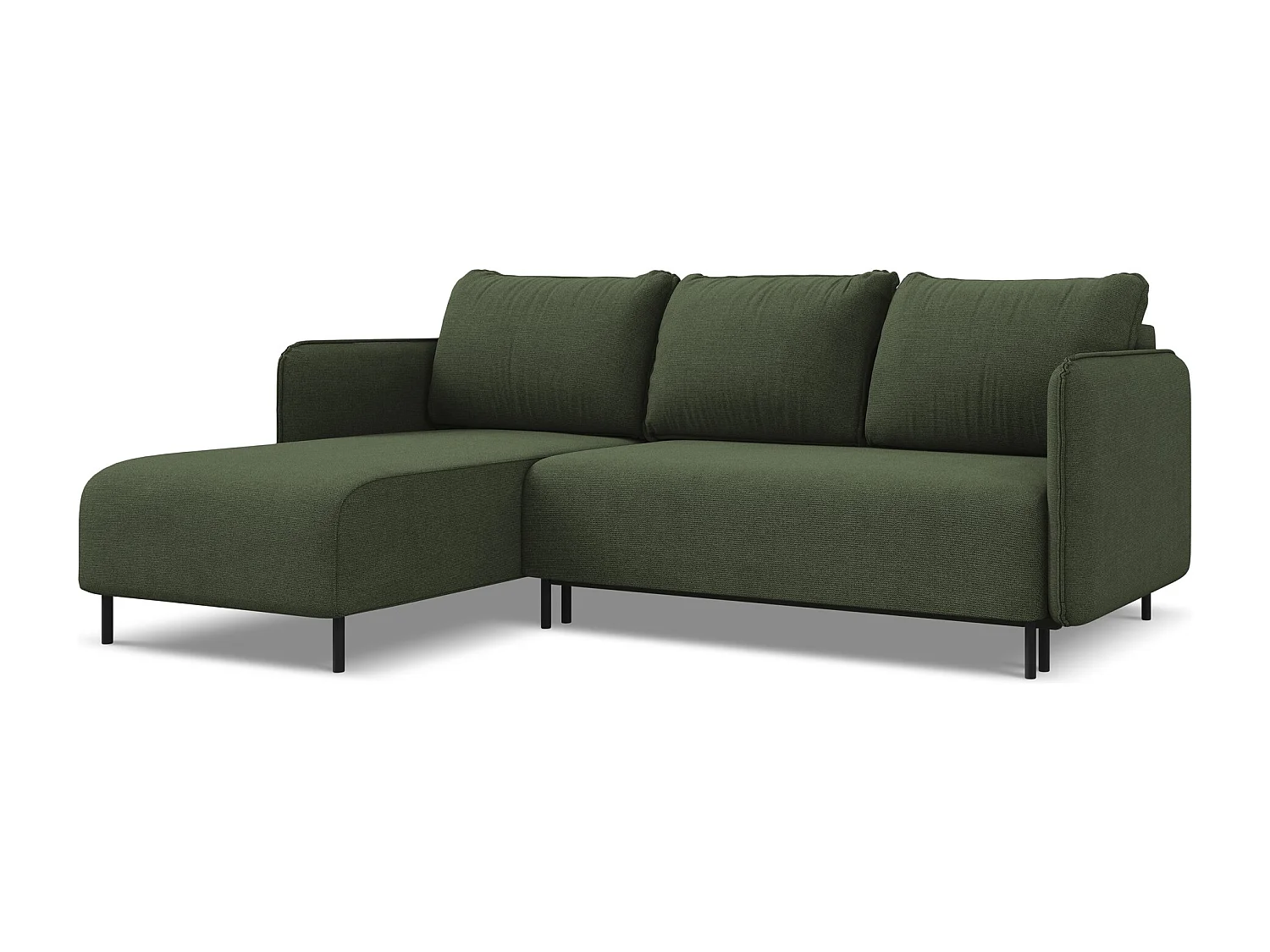 3-Sitzer Ecksofa mit Schlaffunktion - Ecke Links - Strukturstoff - Olive - LUANA