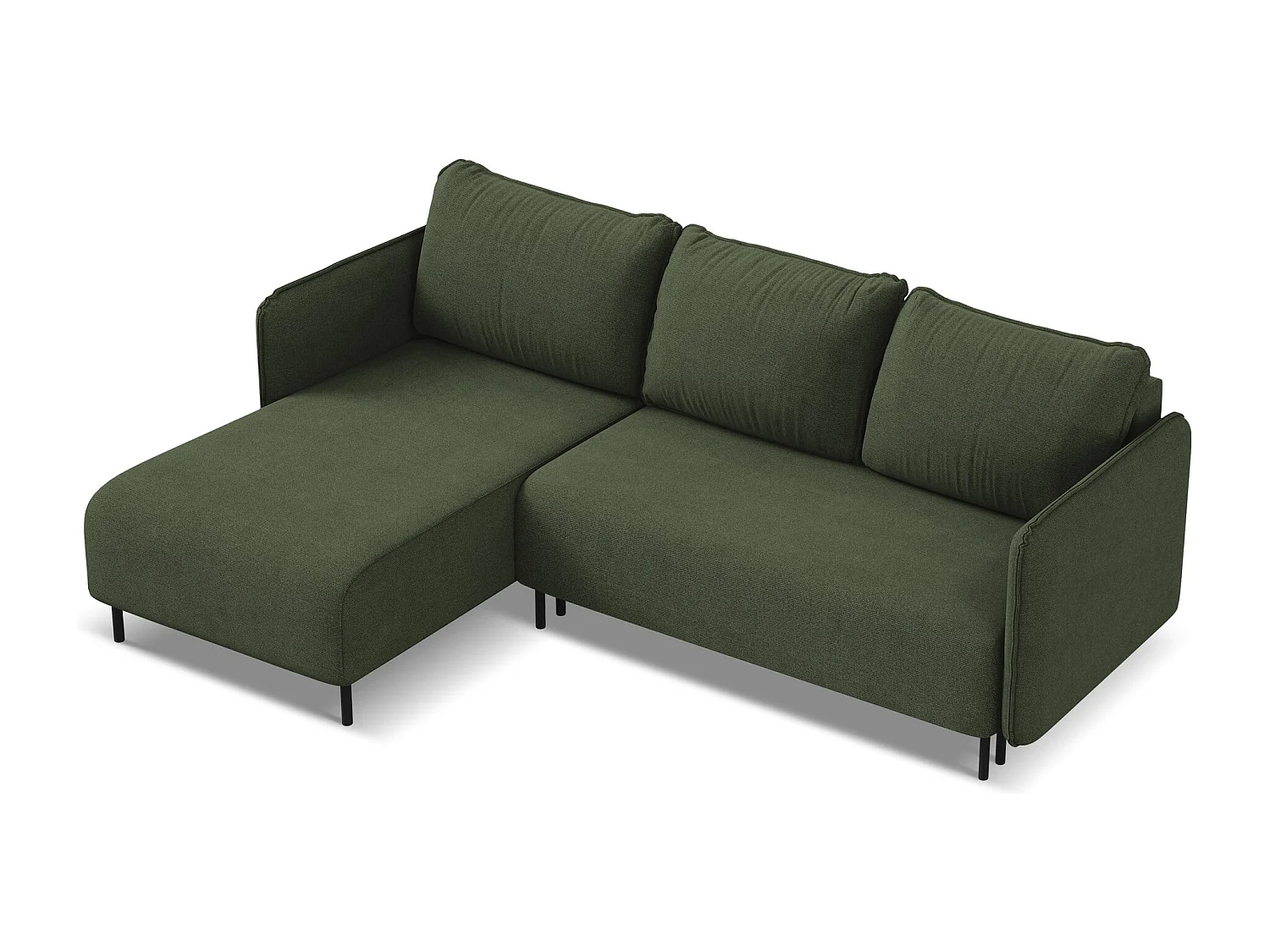 3-Sitzer Ecksofa mit Schlaffunktion - Ecke Links - Strukturstoff - Olive - LUANA