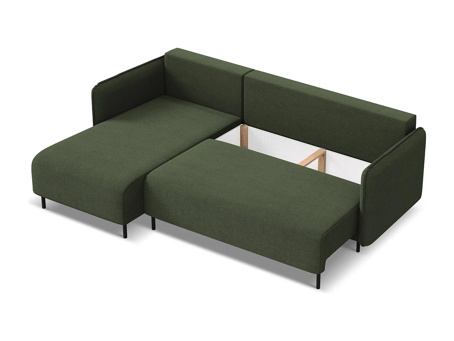 3-Sitzer Ecksofa mit Schlaffunktion - Ecke Links - Strukturstoff - Olive - LUANA