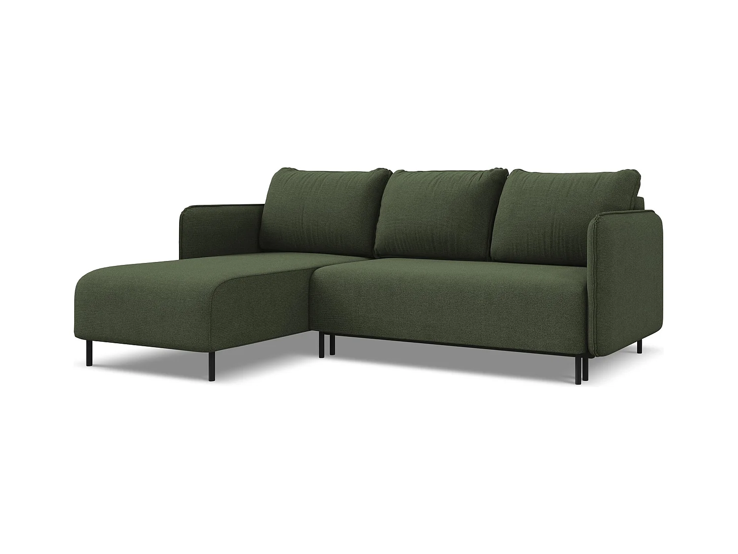 3-Sitzer Ecksofa mit Schlaffunktion - Ecke Links - Strukturstoff - Olive - LUANA