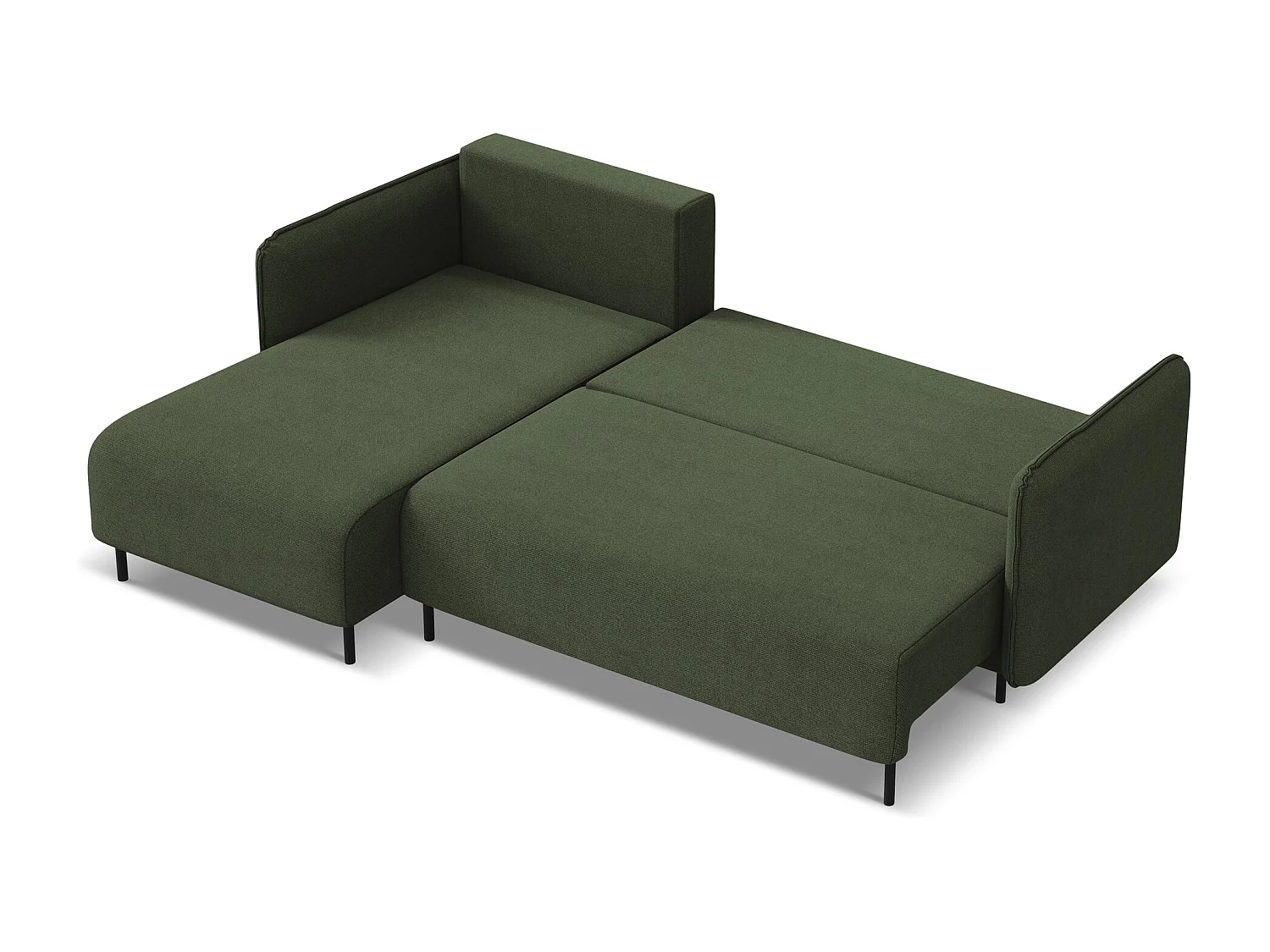 Canapé d'angle gauche convertible en tissu texturé - olive - LUANA