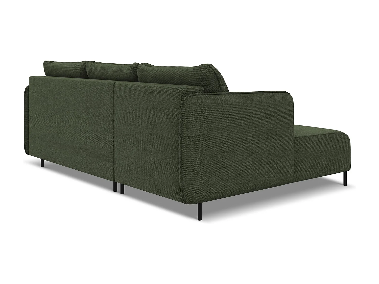 Canapé d'angle gauche convertible en tissu texturé - olive - LUANA