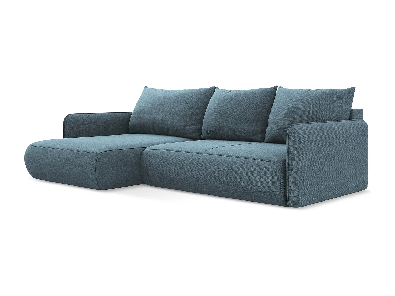 Canapé d’angle 3 places gauche convertible en tissu texturé - bleu clair - NANEA