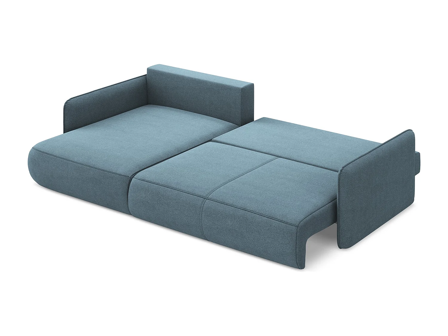 Canapé d’angle 3 places gauche convertible en tissu texturé - bleu clair - NANEA