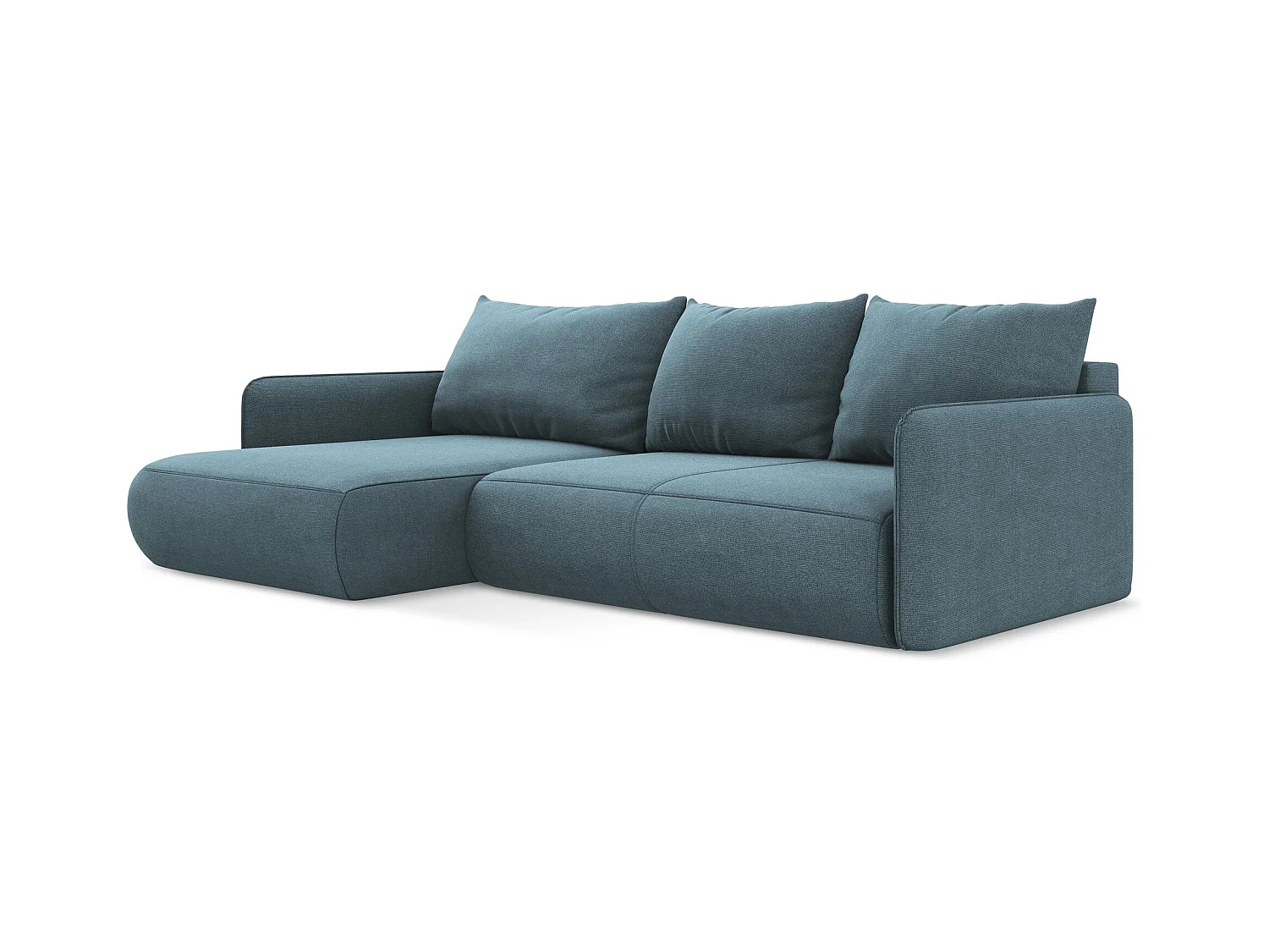 Canapé d’angle 3 places gauche convertible en tissu texturé - bleu clair - NANEA