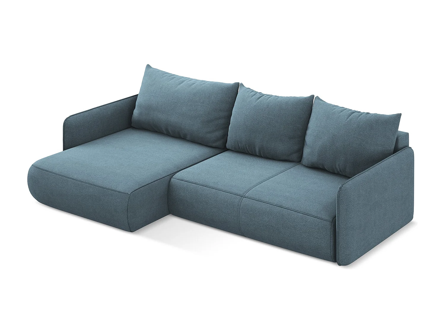 Canapé d’angle 3 places gauche convertible en tissu texturé - bleu clair - NANEA