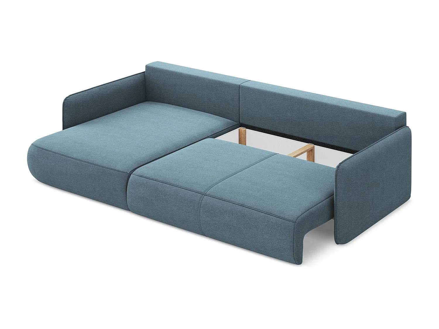 Canapé d’angle 3 places gauche convertible en tissu texturé - bleu clair - NANEA