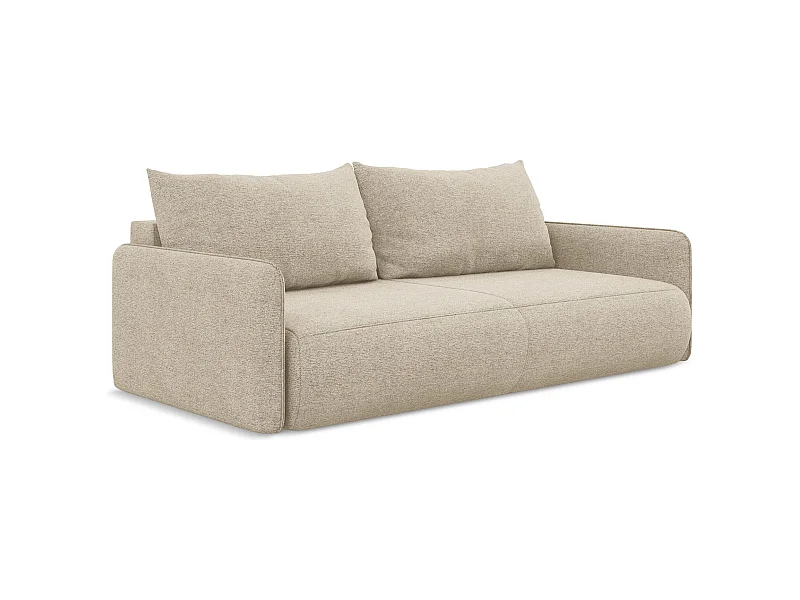3-Sitzer Sofa mit Schlaffunktion - - Chenille - Dunkelbeige - NANEA