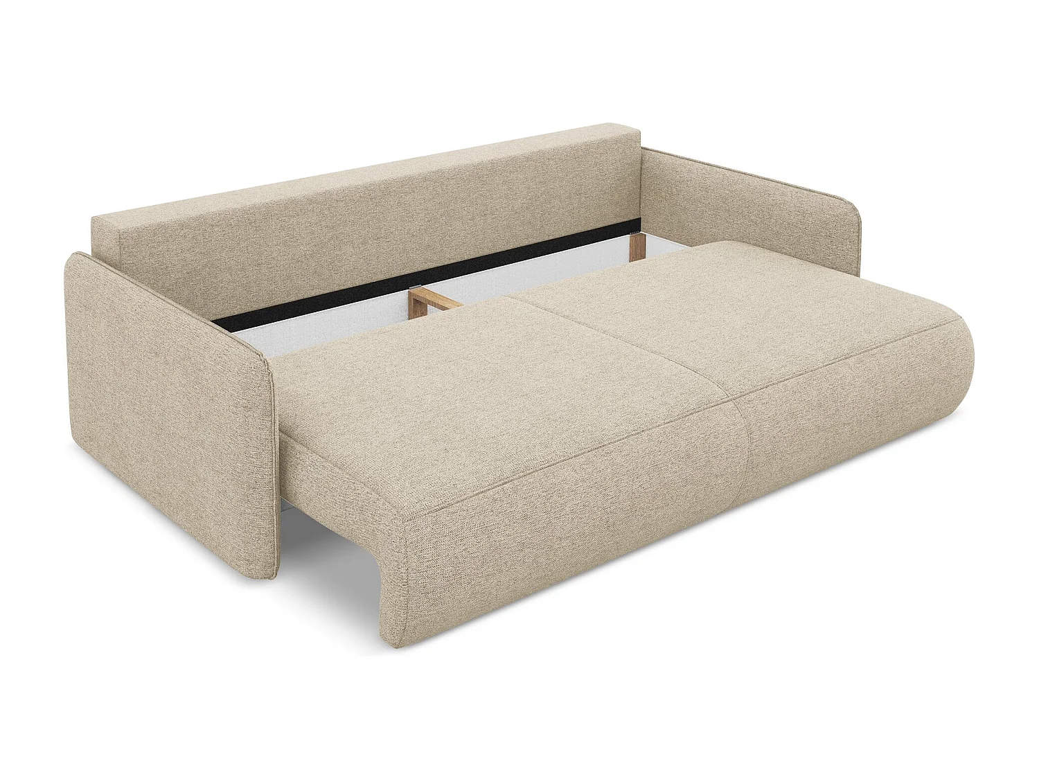 3-Sitzer Sofa mit Schlaffunktion - - Chenille - Dunkelbeige - NANEA