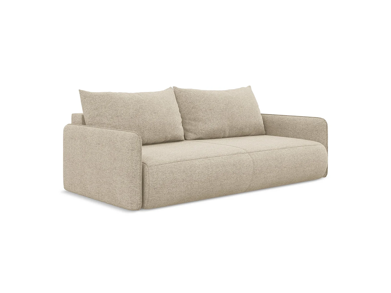 Driezits-slaapbank van donkerbeige chenille stof - PALERMO