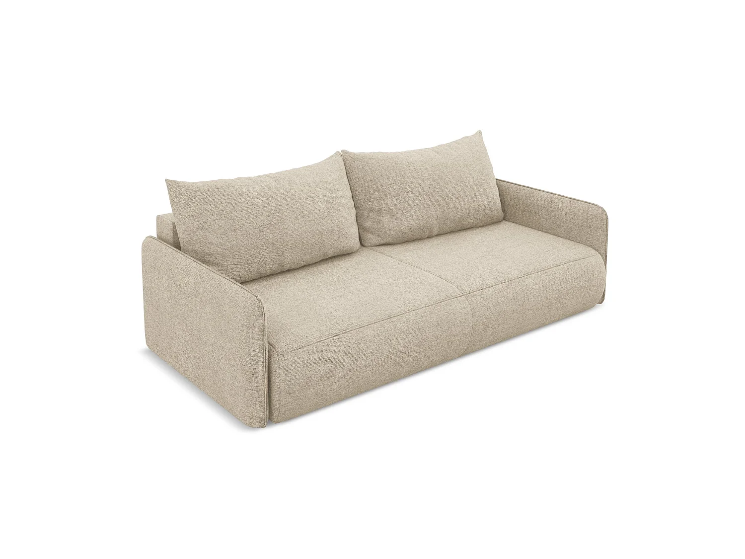 Driezits-slaapbank van donkerbeige chenille stof - PALERMO