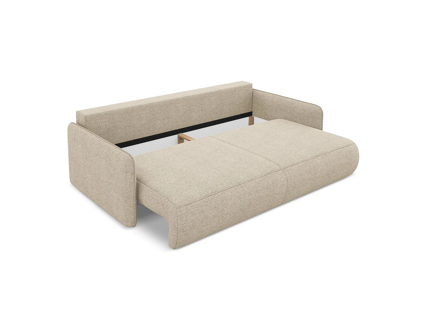 Driezits-slaapbank van donkerbeige chenille stof - PALERMO