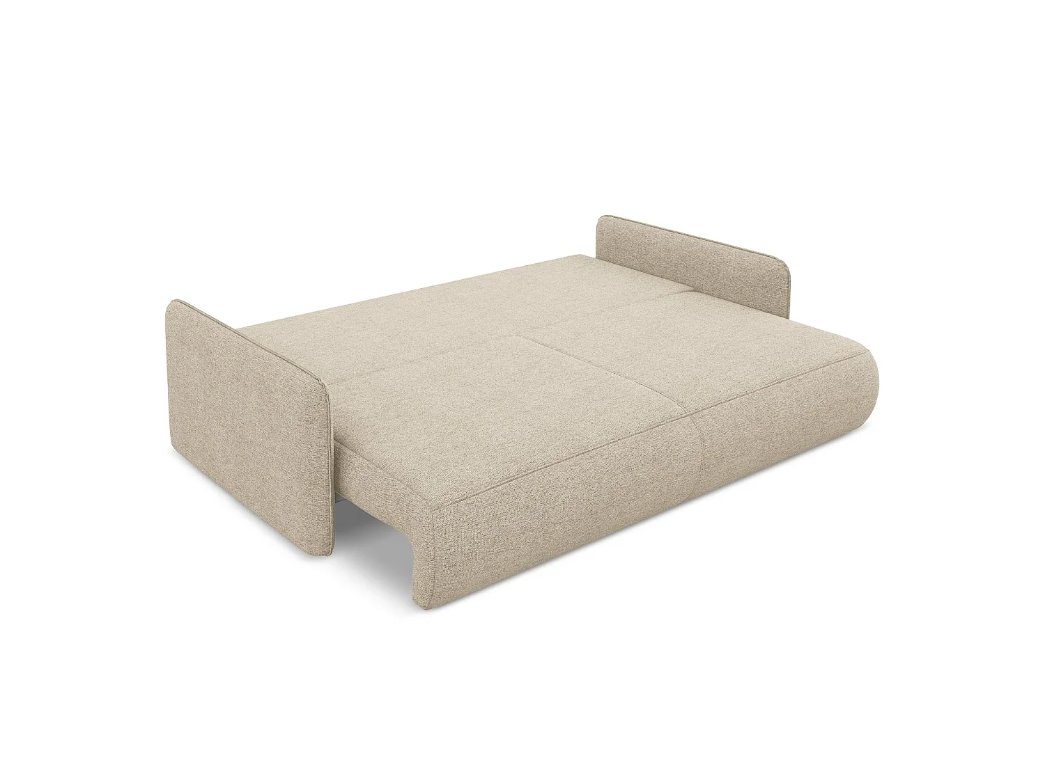 Driezits-slaapbank van donkerbeige chenille stof - PALERMO