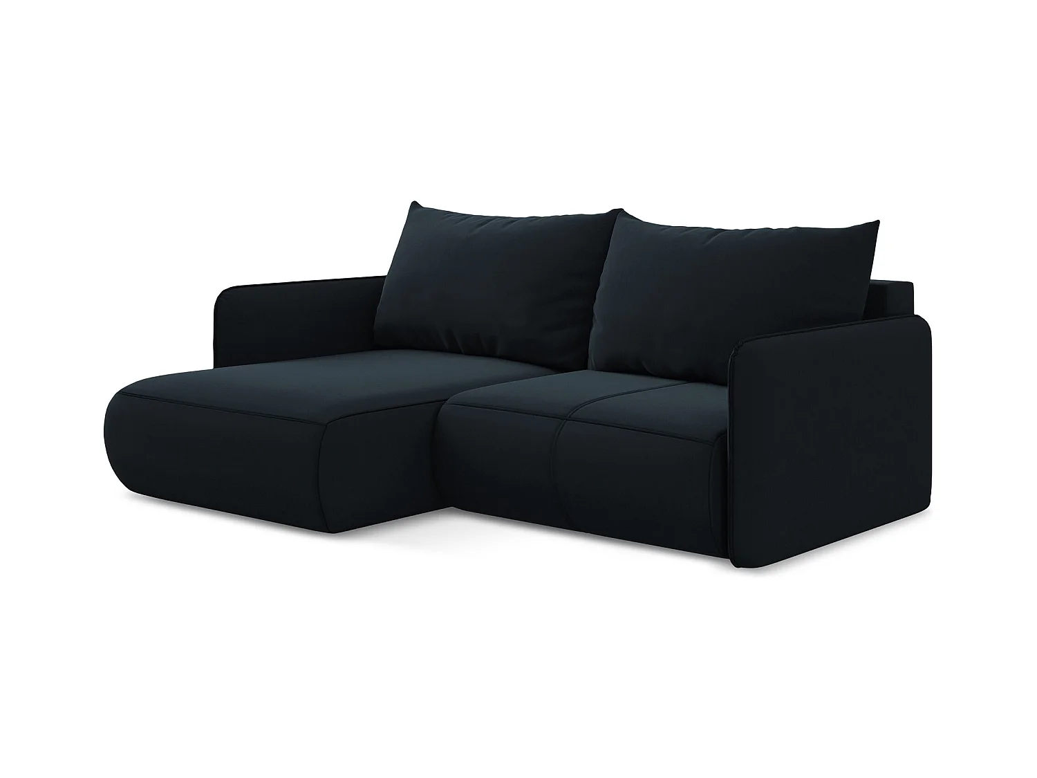Canapé d’angle 2,5 places gauche convertible en velours - bleu royal - NANEA