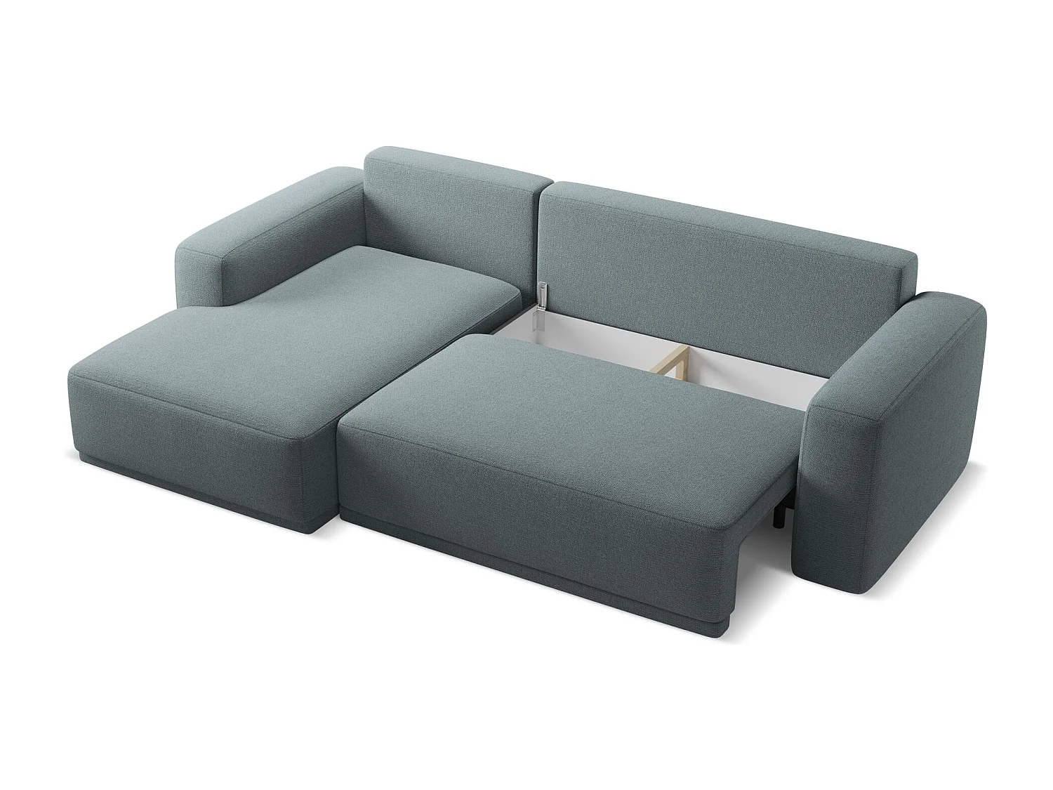 3-Sitzer Ecksofa mit Schlaffunktion - Ecke Links - Chenille - Jeans - KAILA