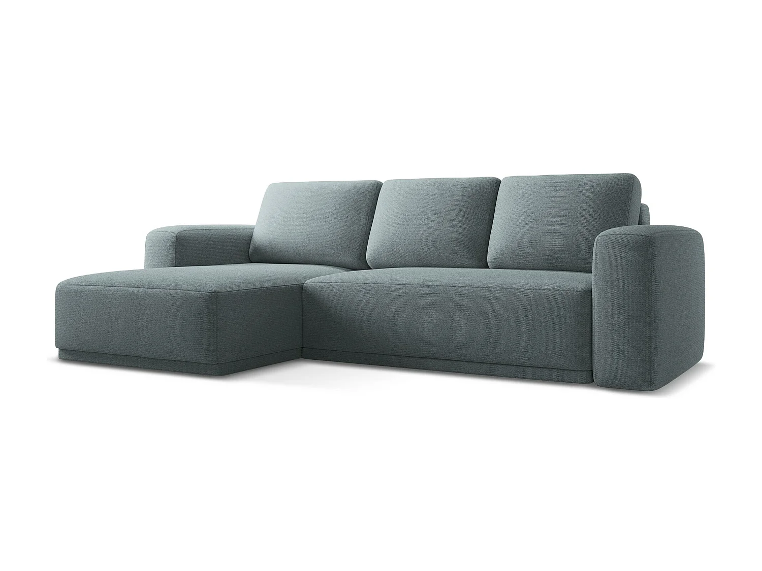 Canapé d'angle gauche convertible en tissu chenille - jeans - KAILA