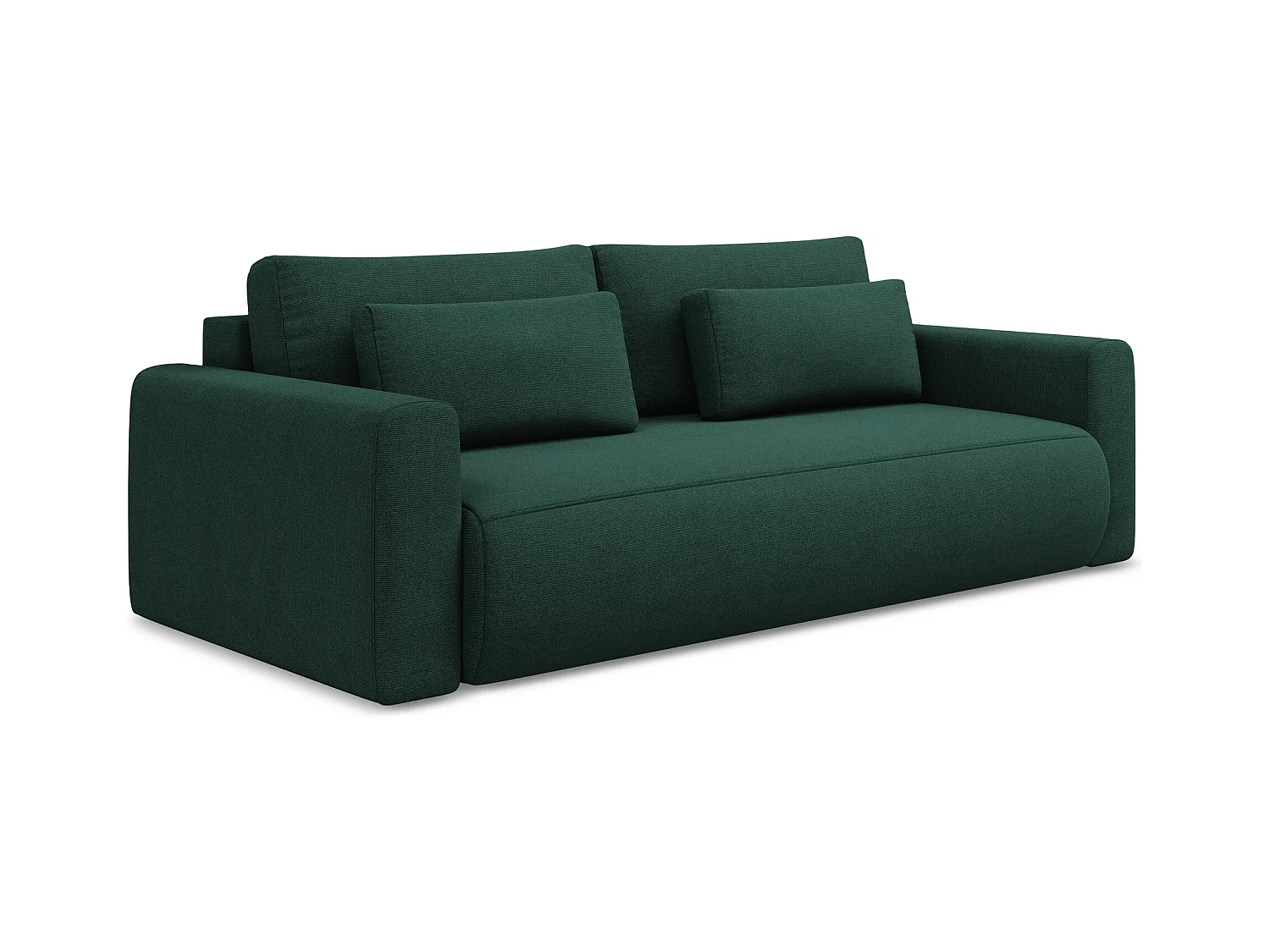 Canapé 3 places convertible en tissu texturé - bouteille verte - KAPUA