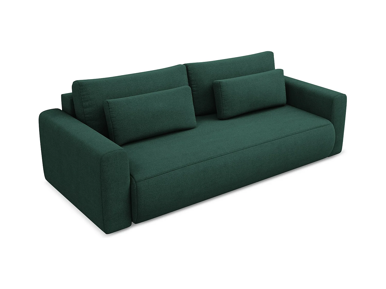 Canapé 3 places convertible en tissu texturé - bouteille verte - KAPUA