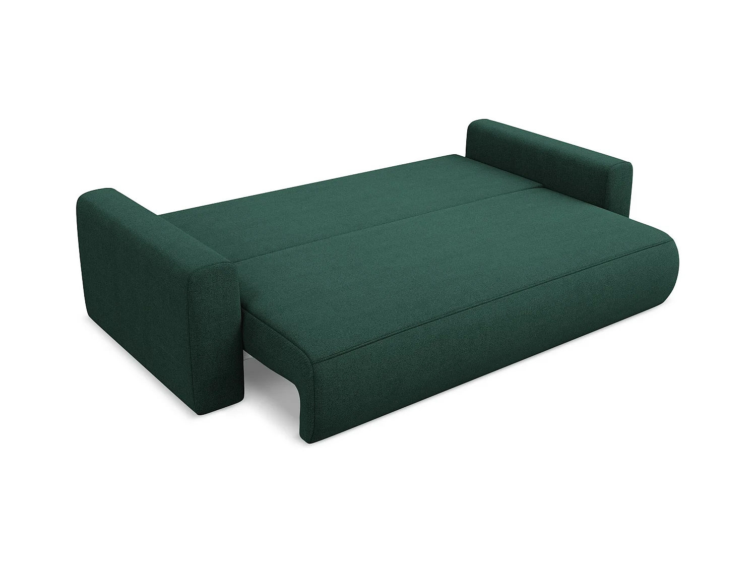 Canapé 3 places convertible en tissu texturé - bouteille verte - KAPUA