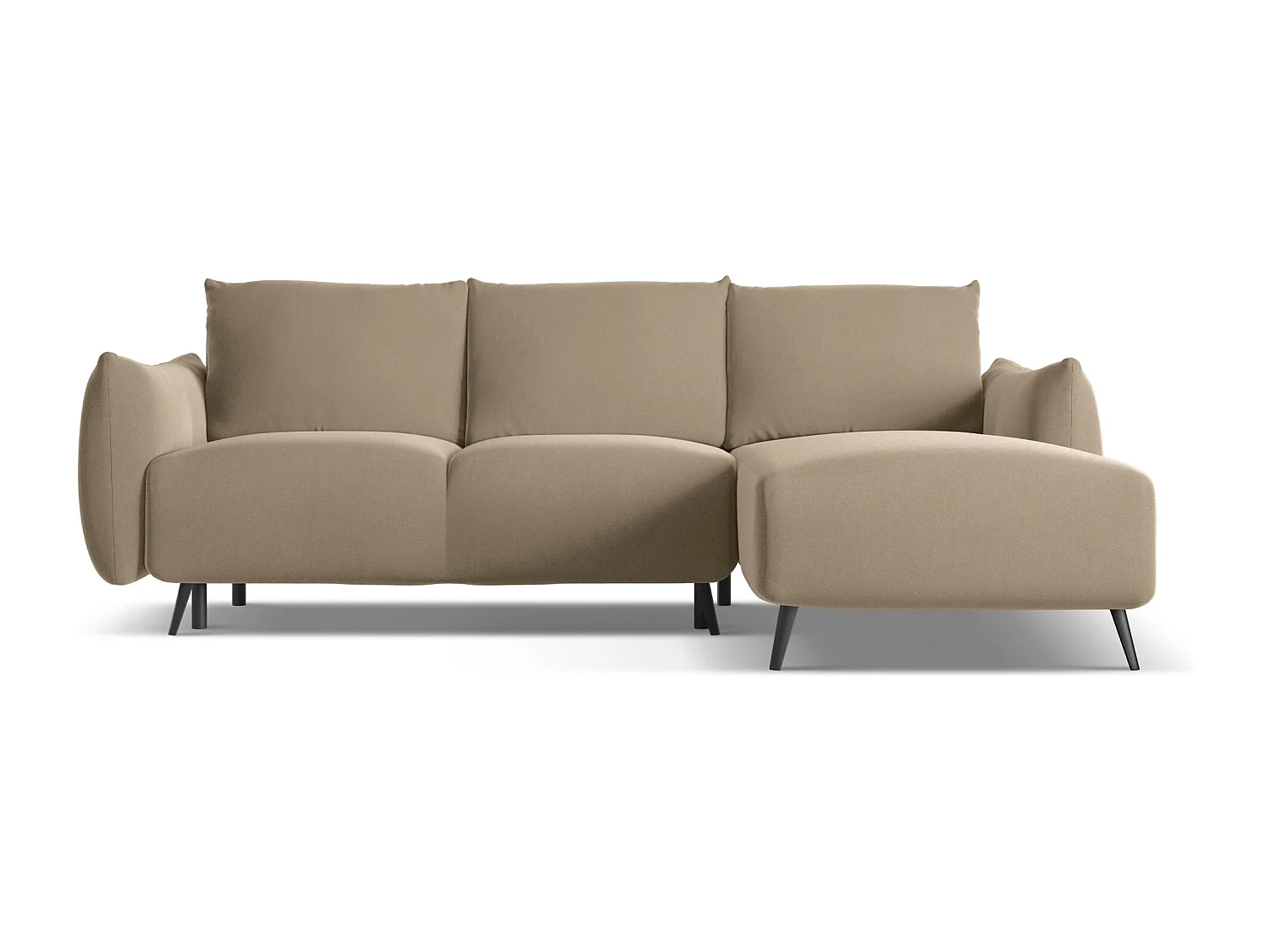 Hoekslaapbank rechts van lichtbeige velours - MALIE