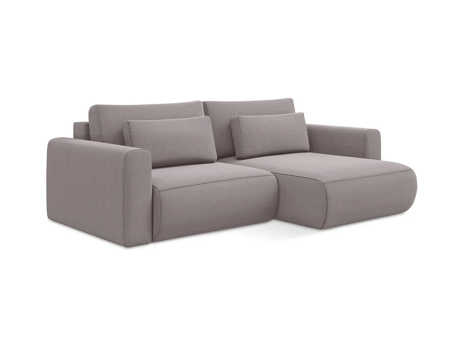 Canapé d’angle 2,5 places droit convertible en velours - lavande - KAPUA