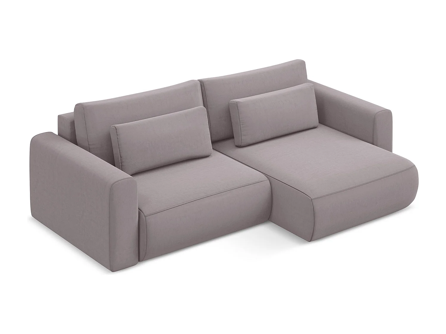 Canapé d’angle 2,5 places droit convertible en velours - lavande - KAPUA