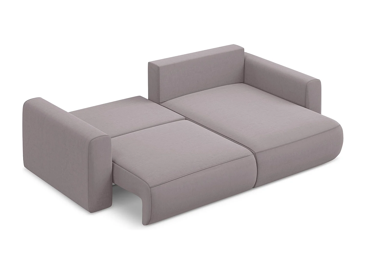 Canapé d’angle 2,5 places droit convertible en velours - lavande - KAPUA