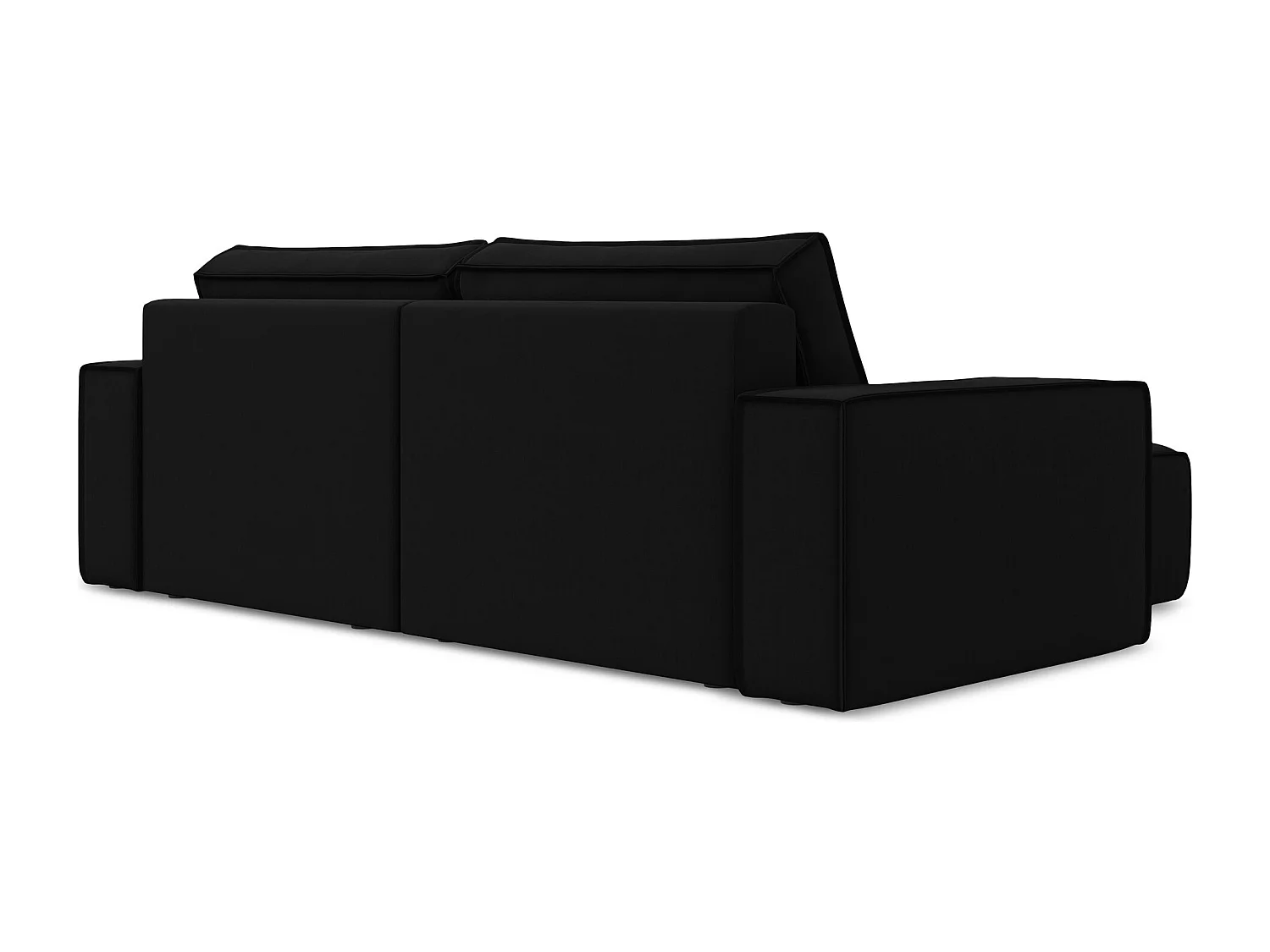 Canapé d’angle 2 places gauche convertible en velours - noir - KIMO