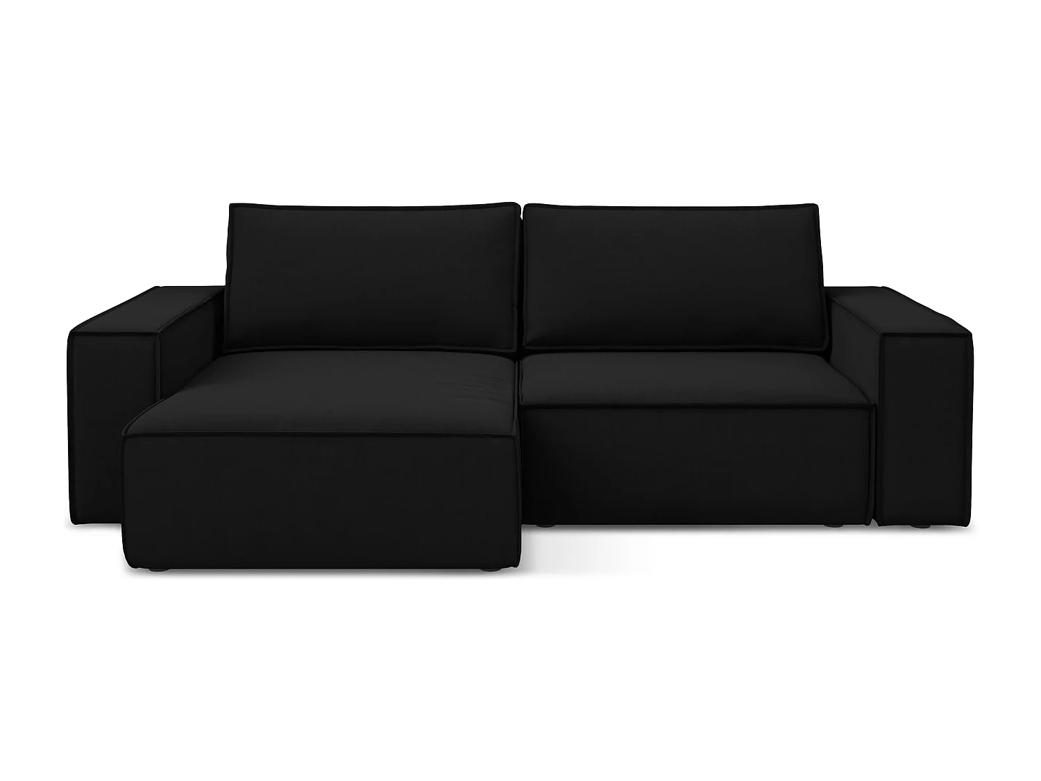 Narożnik lewostronny z funkcją spania - z tkaniny welwetowej - czarny - KIMO