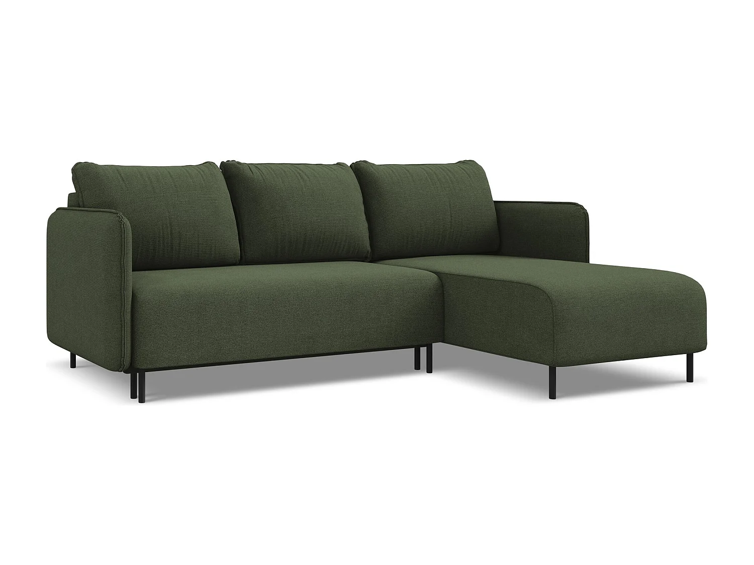 Ecksofa mit Schlaffunktion - Ecke Rechts - Strukturstoff - Olive - LUANA