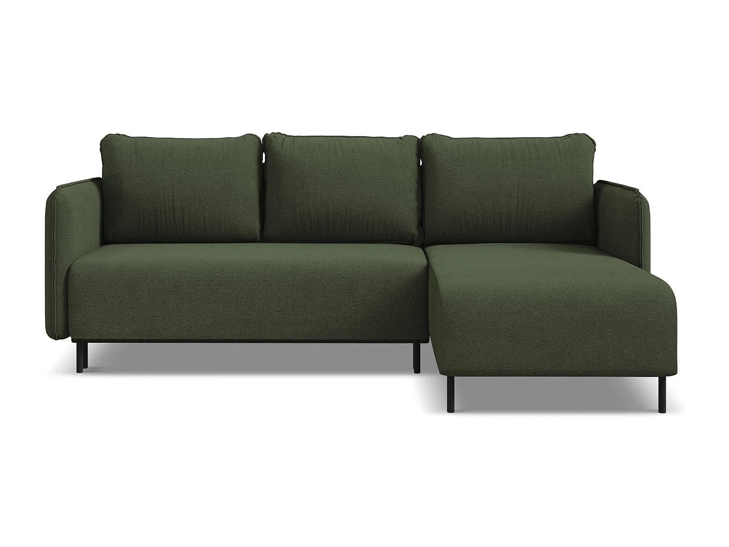 Ecksofa mit Schlaffunktion - Ecke Rechts - Strukturstoff - Olive - LUANA